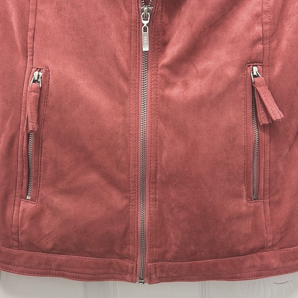 Guess Faux Suede Women’s Jacket Mauve 1/2 Zip Front Zip pockets Lined Sz XS - Picture 3 of 10